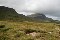 The Old Man of Storr makes an irrestible skyline on the road to Portree.